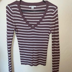American Eagle Plum Striped Sweater
